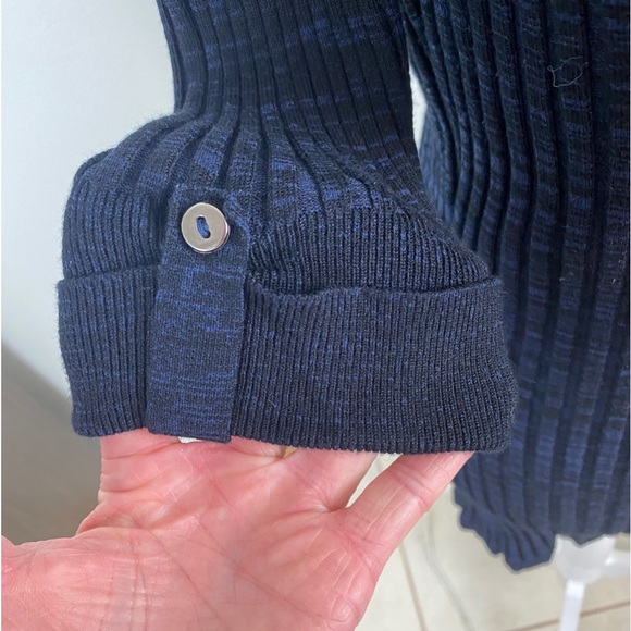 Style & Co Size M Sweater Dark Blue Black Marbled Ribbed Pullover Turtleneck EUC - Picture 6 of 11